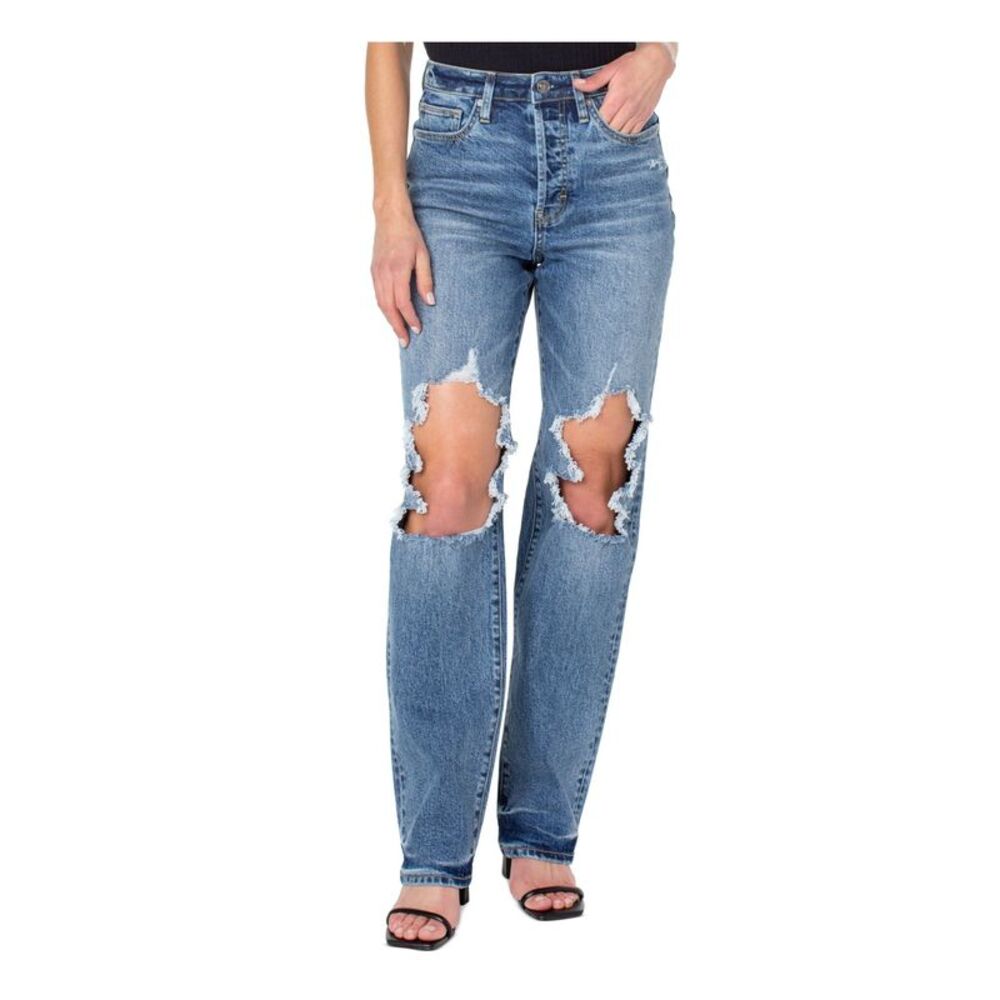EARNEST SEWN NEW YORK Womens High Waist Jeans Distressed Button Fly Juniors 27